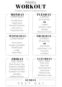 Weekly workout plan series