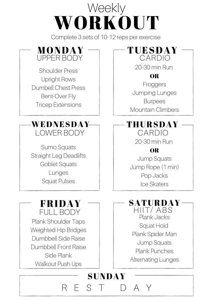 Weekly workout plan series
